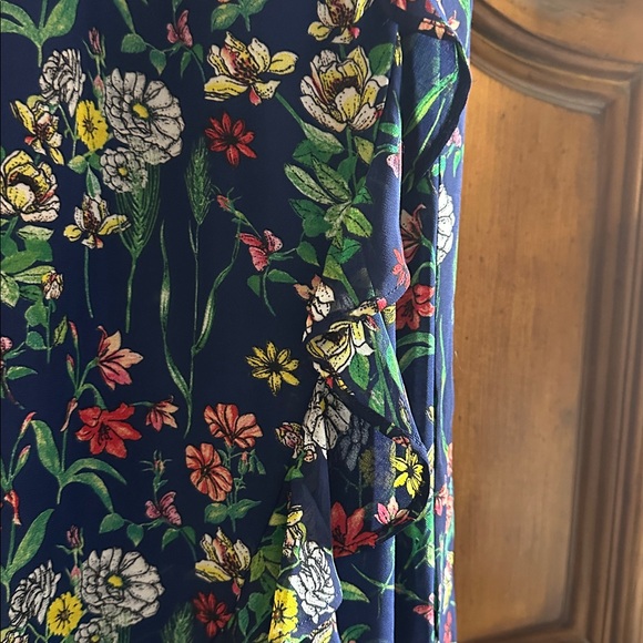 Jonathan Martin Like NEW Elegant Flow Floral High Low Dress - Navy Green Yellow - Picture 7 of 10
